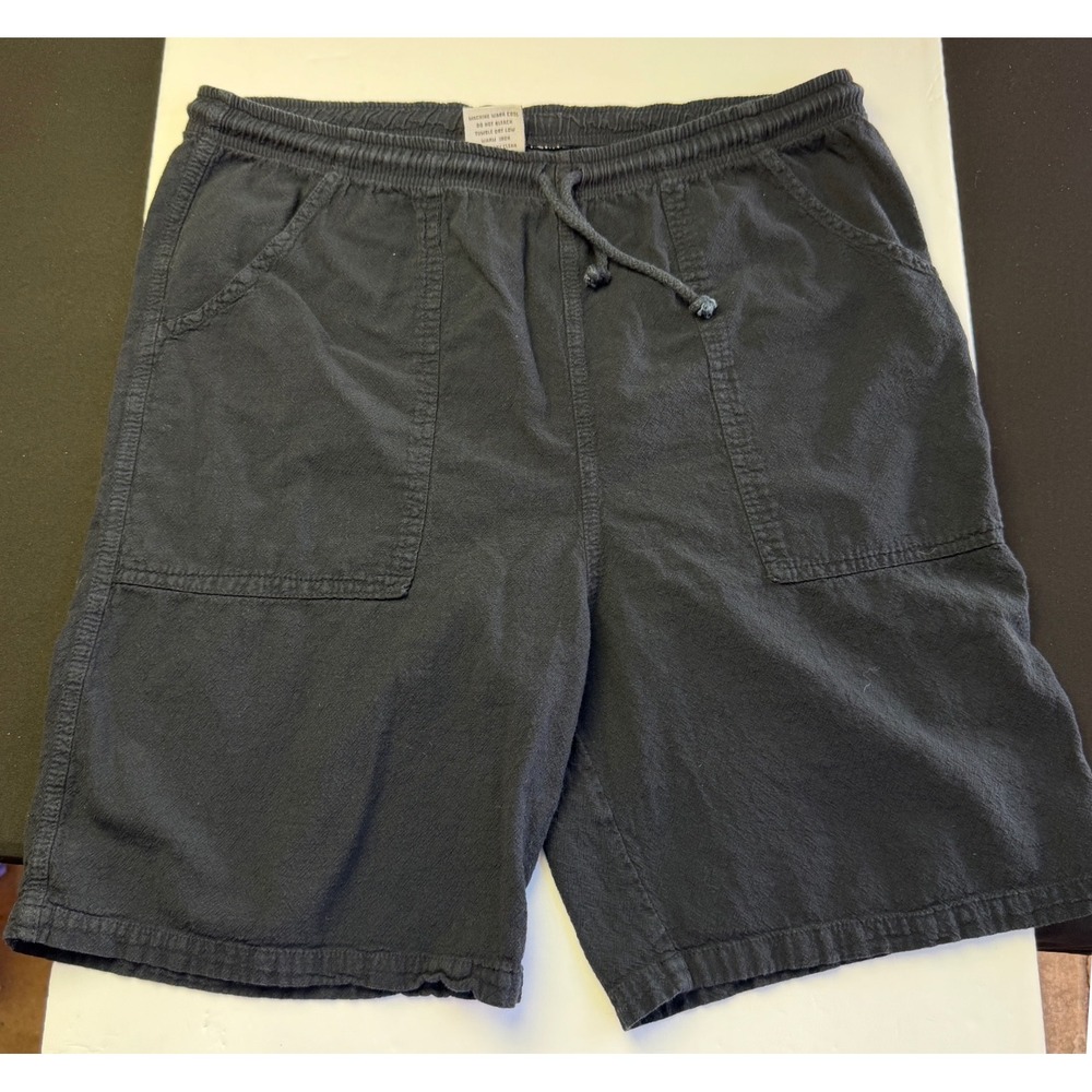Cottonseed Wear Mens Medium Black Cotton Elastic Waist Drawstring Casual Shorts
